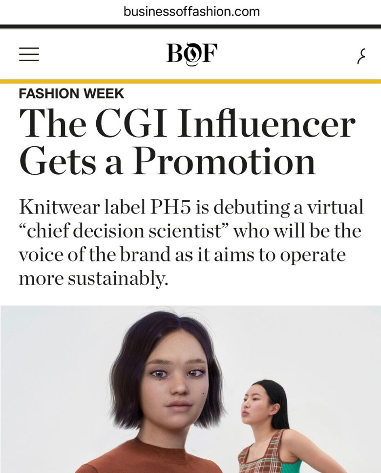 Business of Fashion — The CGI Influencer Gets a Promotion